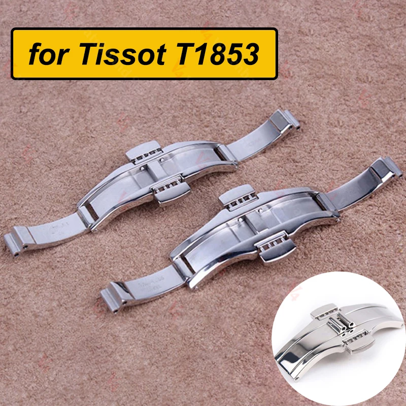 Pieza de hebilla de reloj de 3/4,5/6 mm para Tissot T1853 T 035617 T T T 035439 Hebilla de correa con botón de mariposa Cierre de metal 15/17/19/21/22/23/25/27 mm