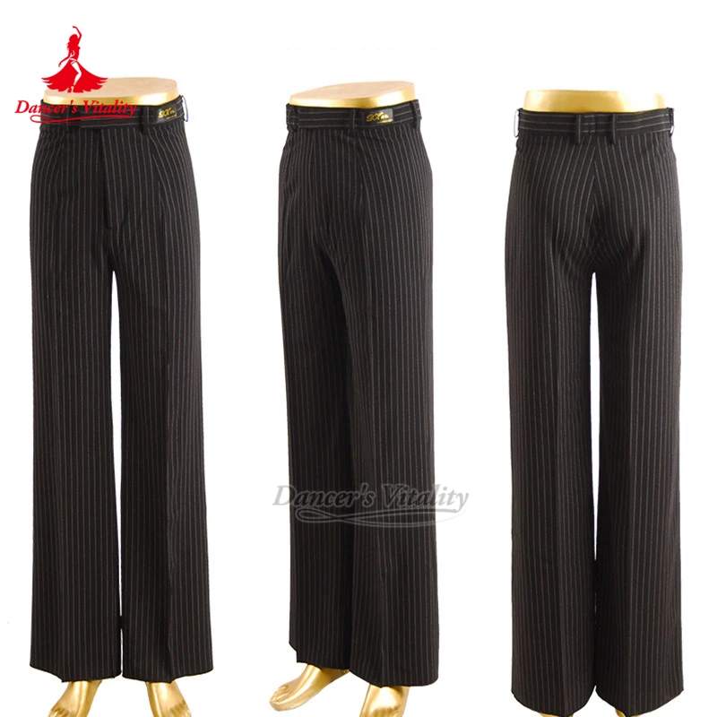 

Мужские брюки для латиноамериканских танцев с полосками, для тренировок и выступлений, без карманов