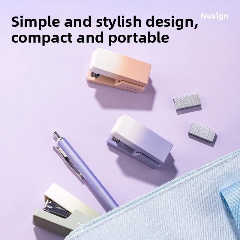 Mini Stapler Creative Simple Gradient Color Student Exam Paper Stapler Office Binding Machine Desk Stationery Tool Supply