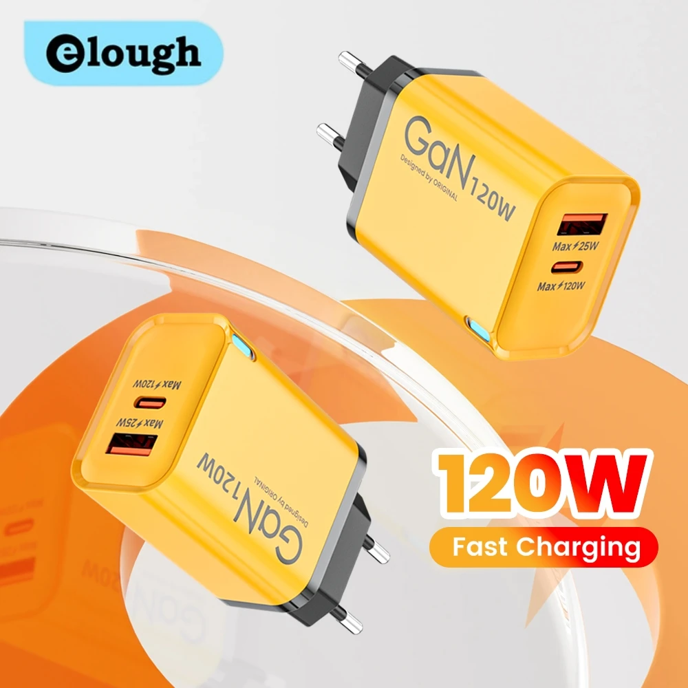 Elough﻿ 120W Fast Charger USB Type C PD Cable Fast Charging Quick Charge Adapter For iPhone Samsung Oneplus Pixel Cellphones