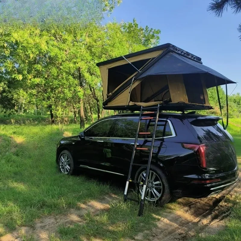 

New 3-4 Person 4x4 Camping Aluminum HardShell Z Shape Rooftop Tent Triangle Clamshell Hard Shell Top Roof Tent