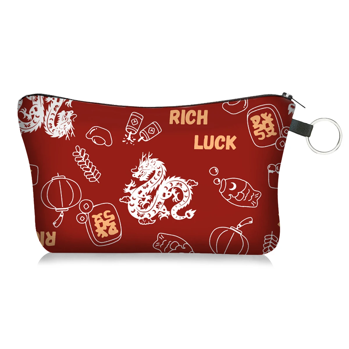 Chinese Loong Print Cosmetic Bag - Spacious, Lightweight Makeup Organizer for Women and Teens - FD37593264 Durable Polyester