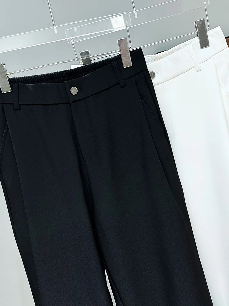 High-end Delicate Diamond-encrusted Color Matching Suit Trousers Men's 2025 Spring New Trendy Pants Male Straight Loose Trousers