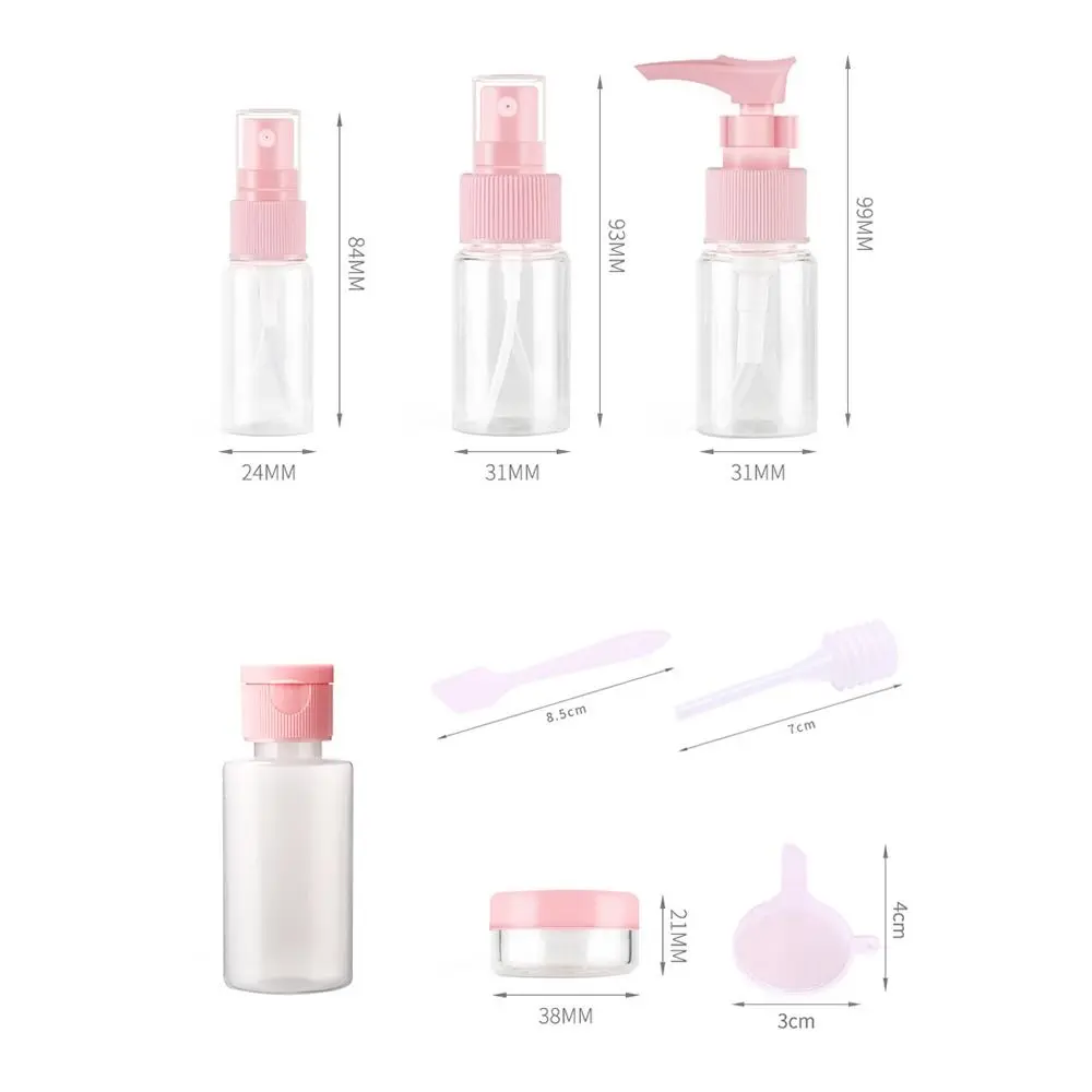 Kit de botellas de viaje transparentes, contenedores de cosméticos de plástico rellenables portátiles, Sub botella a prueba de fugas, juego de contenedores de aseo para el hogar