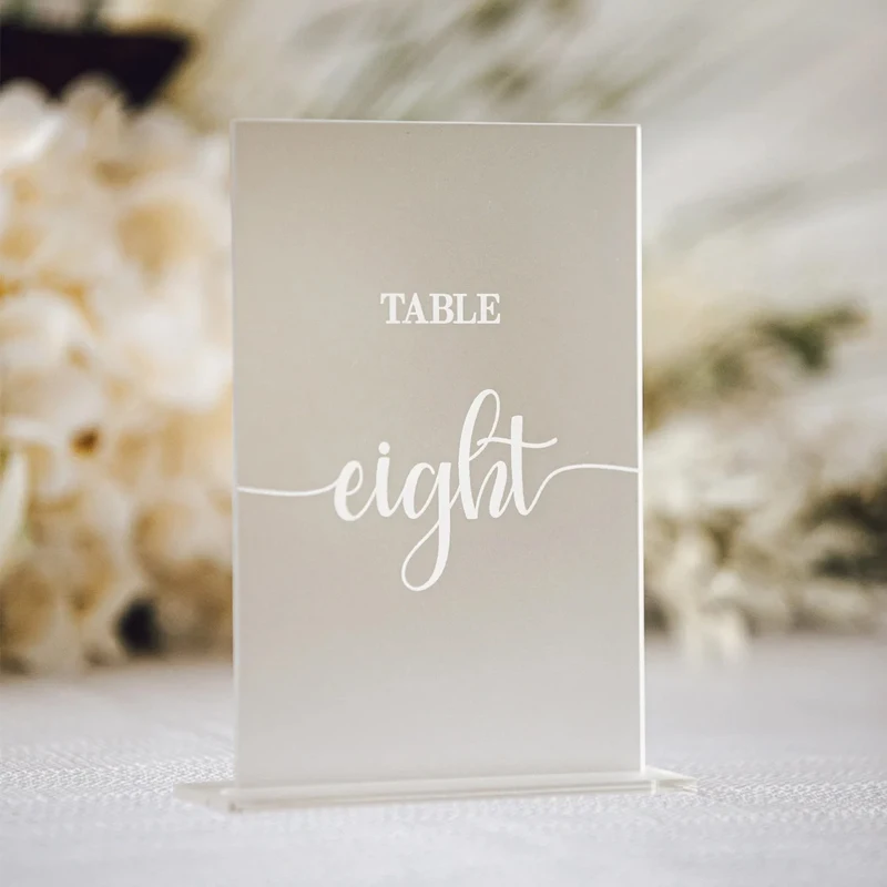 

Frosted Wedding Table Numbers Rectangle Wedding Plexiglass Modern Acrylic Pretty Script Calligraphy Wedding Number Sign