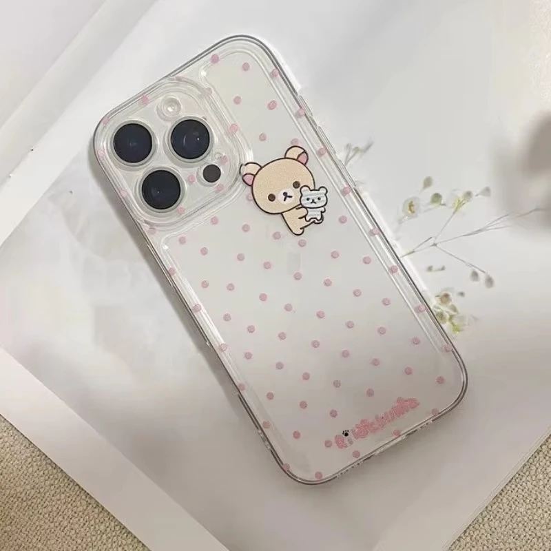 Pink Polka Dots R-rilakkumas Kawaii Phone Case For Samsung Galaxy A14 A15 S21 S22 S23 S24 FE Plus Ultra A25 A35 A52 A53 A54 A55 - náhled 4
