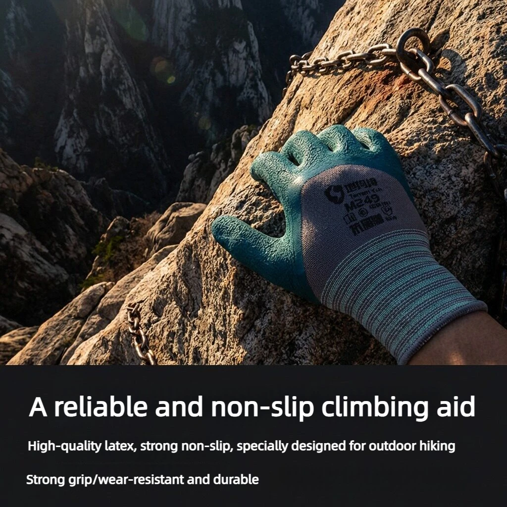 2026 New Non-Slip Latex Grip Climbing Gloves Teal Green Hiking Mountaineering Breathable Anti-Slip Durable