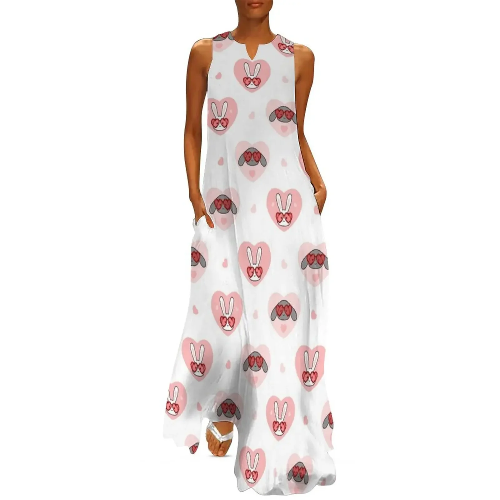 

Bunny with Love Glasses Long Dress birthday dress for women Summer skirt Dress