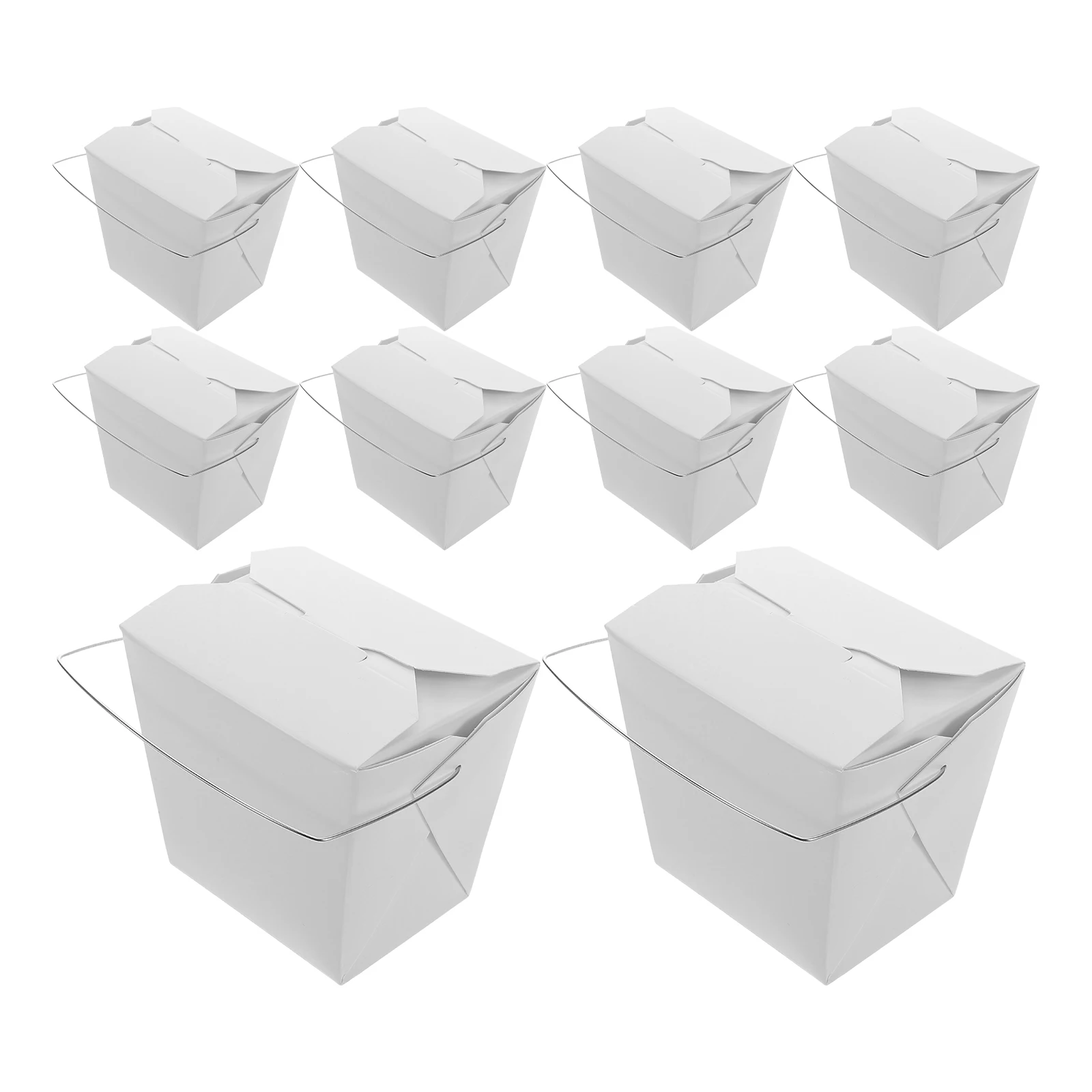 

50pcs Takeaway Food Box Chinese Out Boxes Cold Paper Containers White Pails Reliable Design Suitable Fried Rice Chicken
