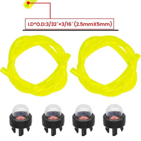 4 Pack 503936601 Primer bulb with Fuel Lines for Husqvarna Chainsaw 235 236 240 340 345 350 353 Rancher 460 Blower 125B 225BX