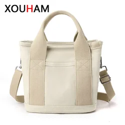 XOUHAM Women Small Bag With Fashion Lady Single Shoulder Portable Thickened Ladies Canvas Mobile Phone Bucket Tote Storage Bags