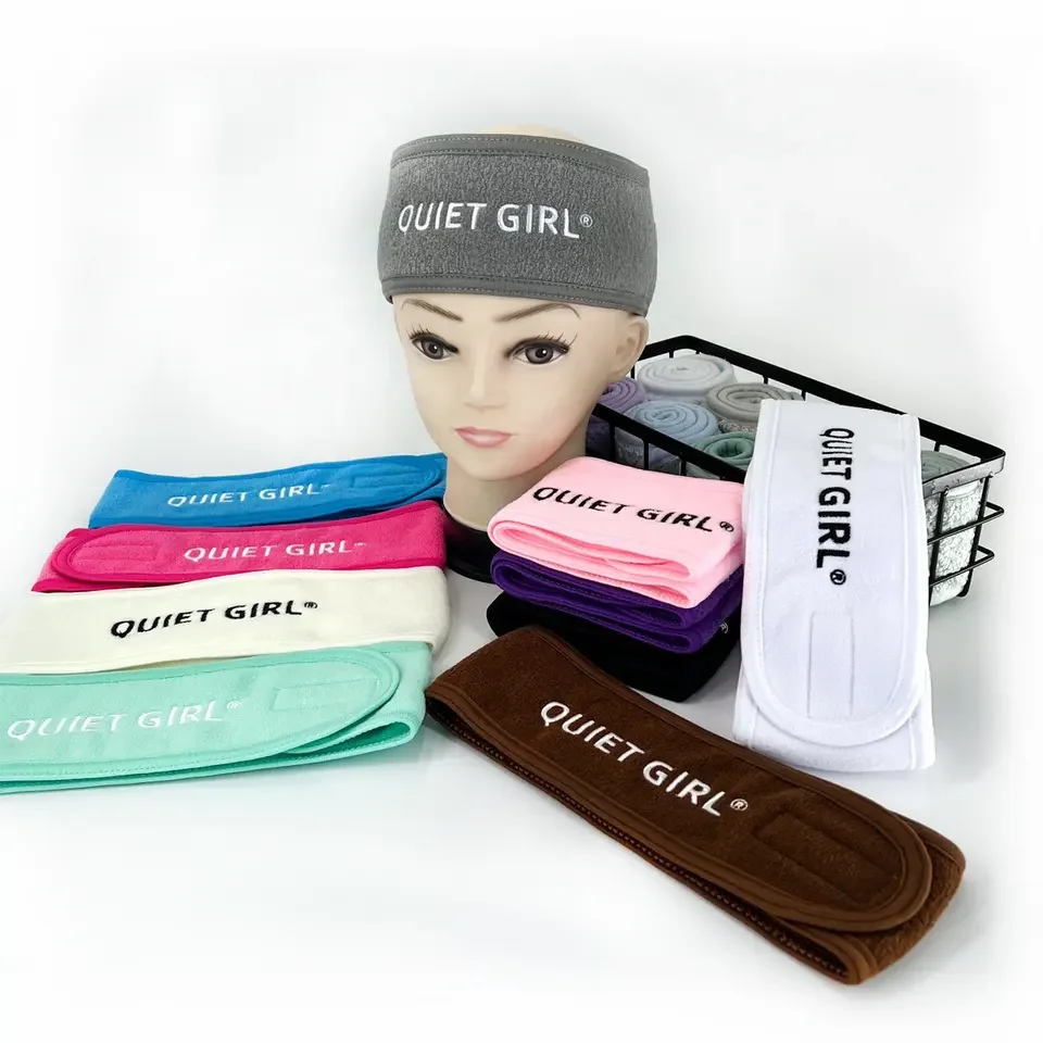 

20pcs Customize Logo White Hair Band Beauty Salon Towel Bathroom Monogram Letters Spa Headbands Microfibre Towels