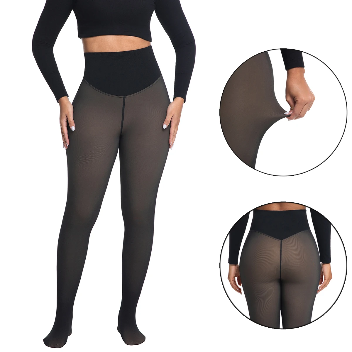 Einteilige, hoch elastische, wärmende Yoga-Hose für Damen, hautfarbene Strumpfhose, Winter-Gym-Yoga-Sportleggings, lange Hose