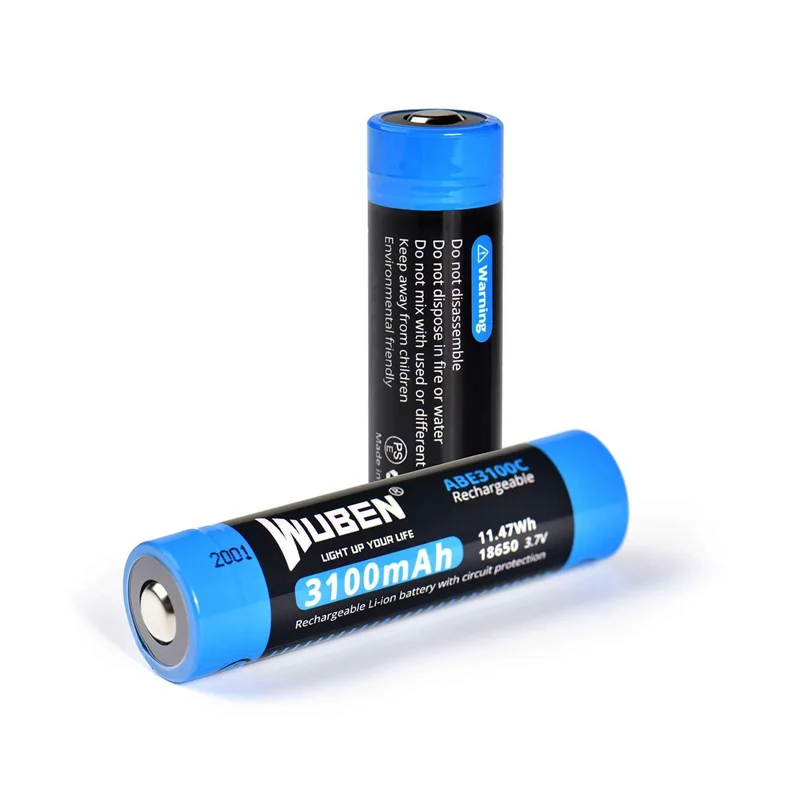 WUBEN ABE3100C 18650 3100mAH battery Rechargeable protected