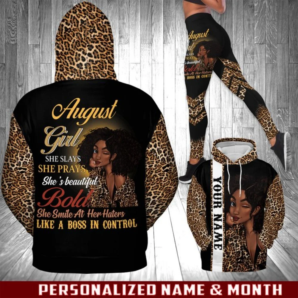 2025 New personalized name and birthday Month for Black Girl 3d printed wonderful - exciting - fun fashion street hoodie - Leggi