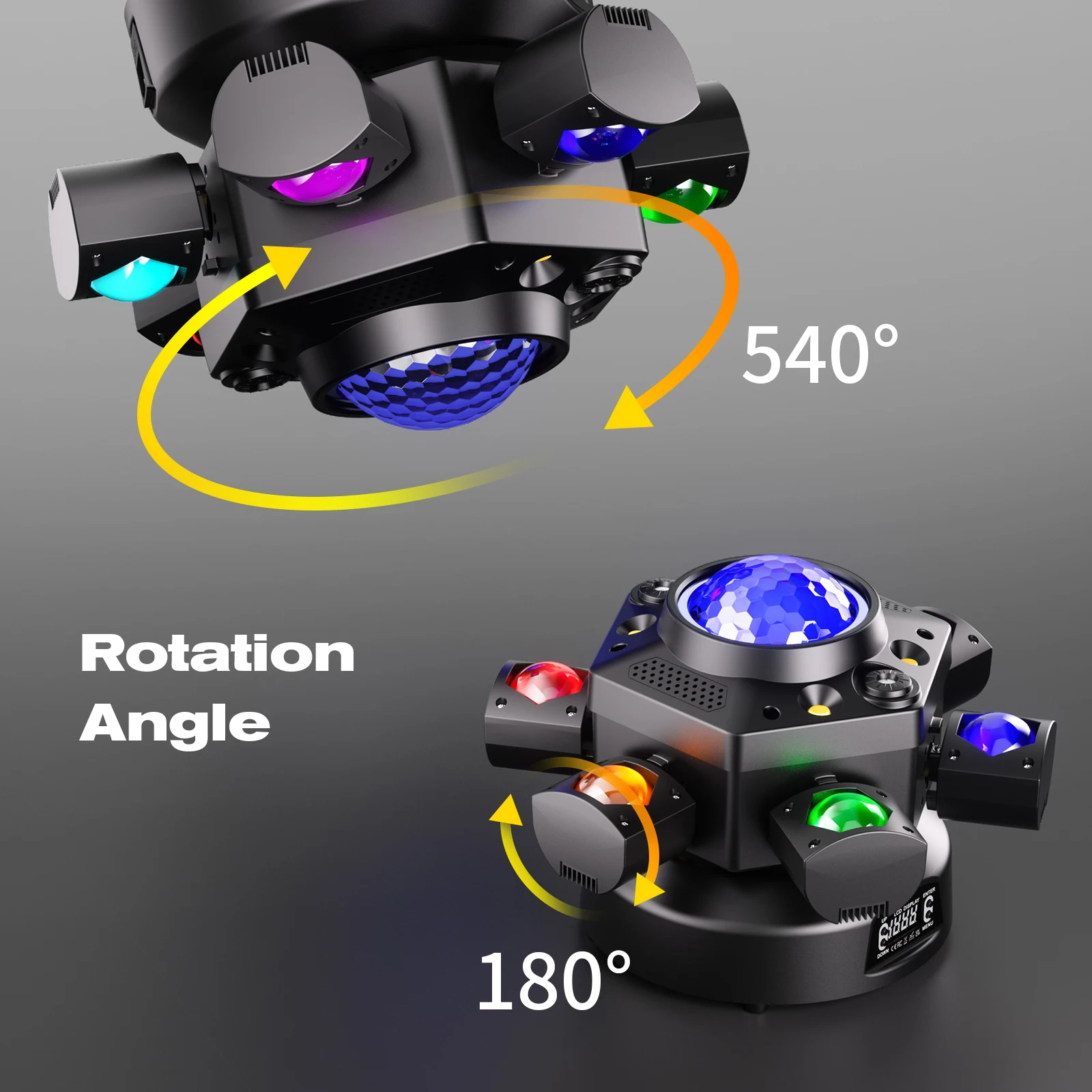 Fieryzeal 120W Six-armed Stage Light DMX512 DJ Disco Light RGBW 4in1 Strobe Moving Head Light Magic Ball Rotating Effect Light
