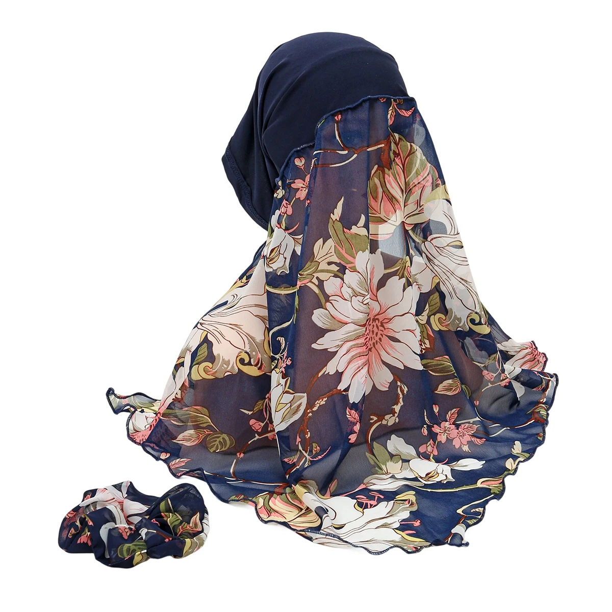 1 مجموعة النساء الأزهار المطبوعة الشعر دائرة مزيج مجموعة الحجاب قبعة تربان إسلامية الحجاب السرطان وشاح الرأس أغطية الرأس باندانا #5