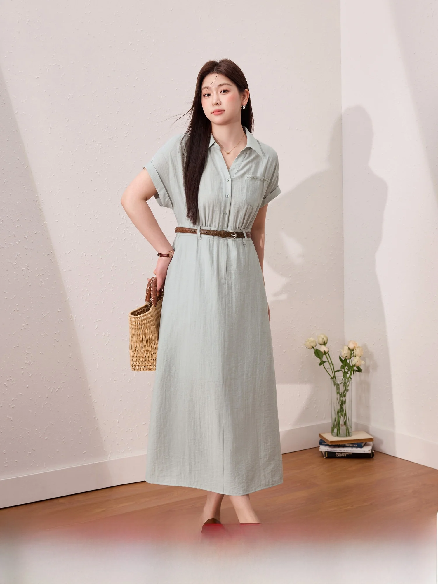 

Синее льняное платье большого размера с V-образным вырезом для женщин, летнее, с завышенной талией, стройнящее, А-силуэт, длинное