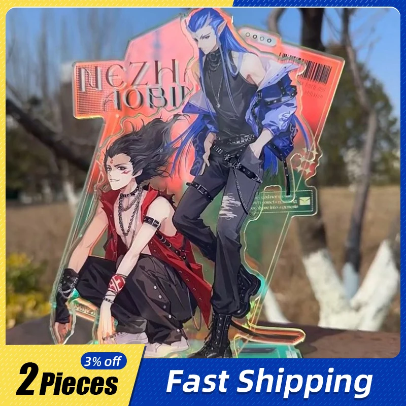 

10cm/3.93in Acrylic Anime Nezha Peripherals Standing Plates Cartoon Figures Creativity Collectible Accessories Toy Birthday Gift