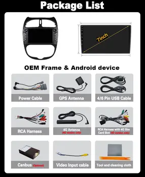 7palcový Android 15.0 DVD přehrávač pro PEUGEOT 206 206CC 206SW 2000 - 2008 Carplay GPS navigace Autorádio Video Přehrávač Multimediální Hlavní Jednotka 8 nejlepší prodej Multimédia Peugeot 206 Plus - №1