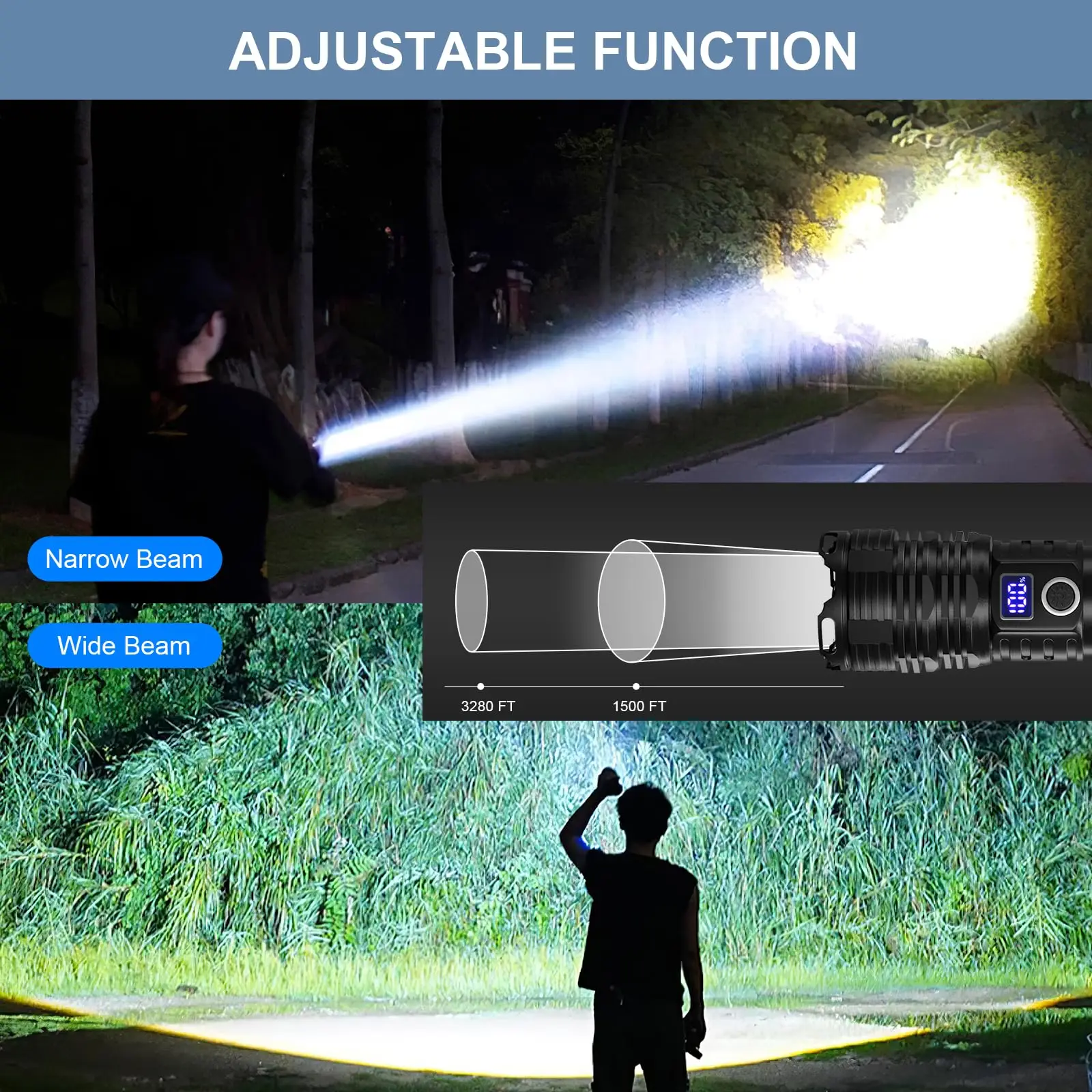 Flashlights High Lumens LED Rechargeable, 900,000 Lumen Brightest Flash Light, High Power USB Flashlight, Waterproof