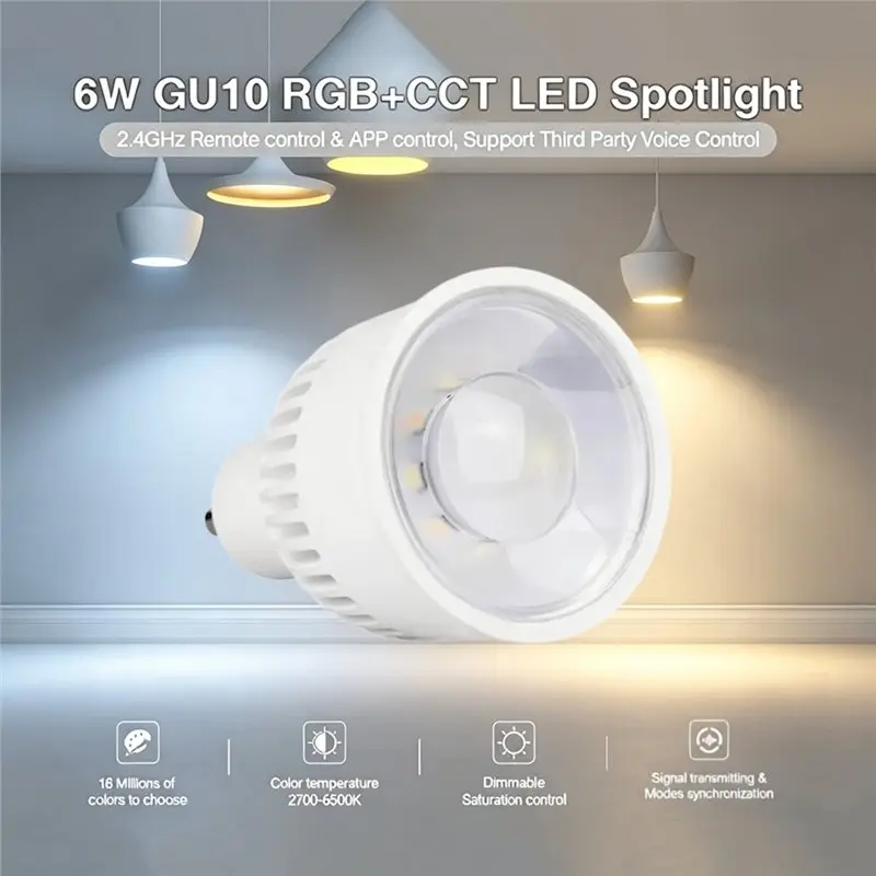 AC88-FUT106ZR 6W GU10 RGB+ CCT LED Spotlight Adjustable Brightness/Color Temperature Zigbee 3.0+ 2.4G Intelligent TUYA