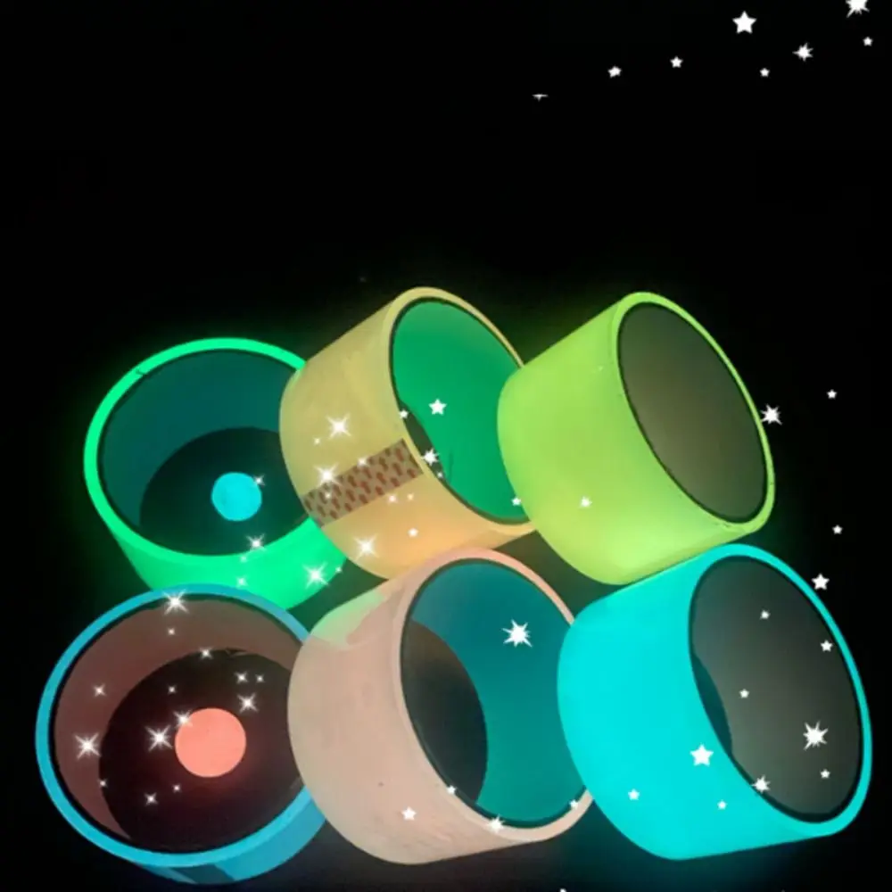 6 szt. Świecące w ciemności taśmy samoprzylepne z kulkami, 10 m, kolorowe taśmy samoprzylepne z kulkami, bezpieczne, losowe kolory, świecące naklejki.