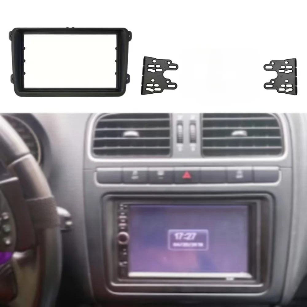 2 DIN Auto-Armaturenbrett-Einbaurahmen für VW, Skoda, Seat, kompatibel mit Caddy, Touran, Passat, Tiguan und mehr – Detail 1