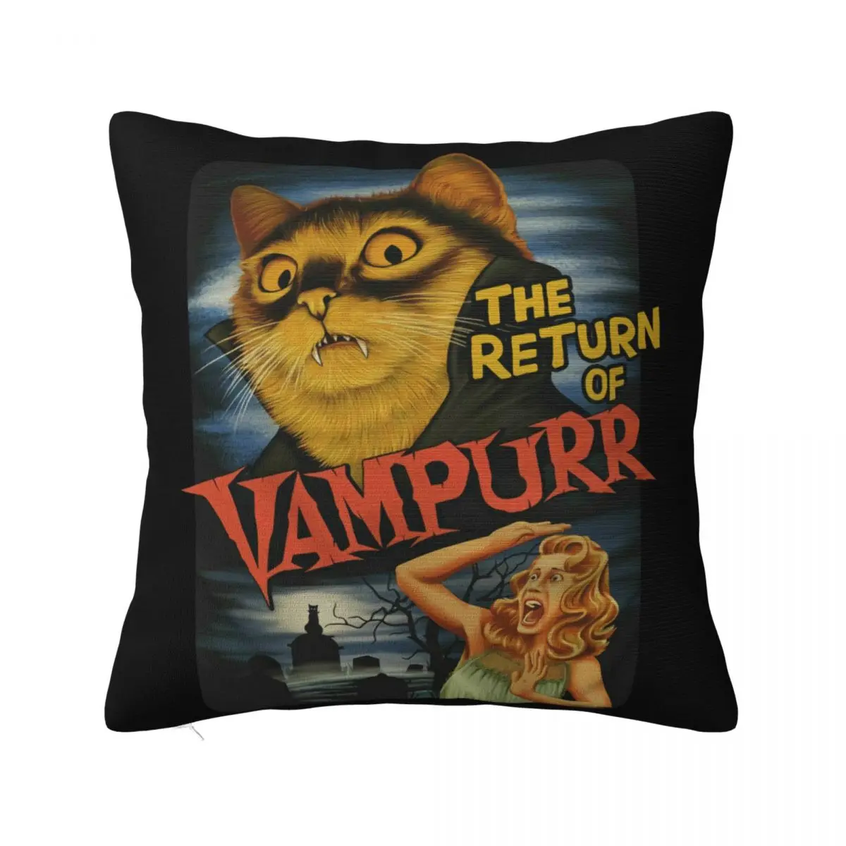 The Return Of Vampurr Cat Vampire Halloween Gift Black For Men Women Creative Design Leisure Autumn Pillow Case