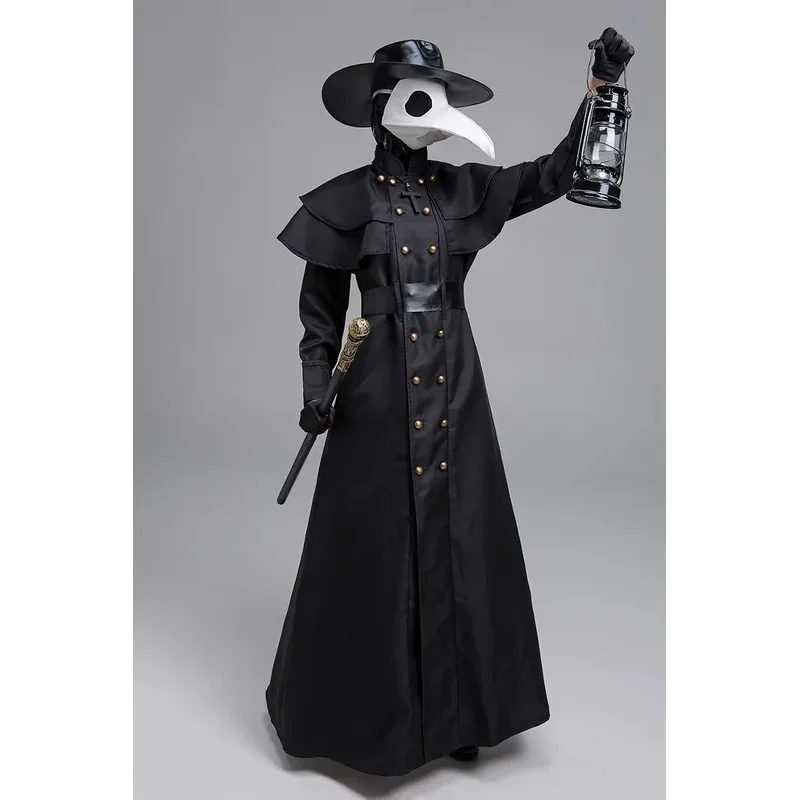 Robe d'Halloween à Capuche Médiévale pour Homme, Costume de Médecin de la Pandémie, Masque, Chapeau, Moine, Cosplay, Steampunk, Prêtre, Horreur, Magicien, Everak, Cape 5XL