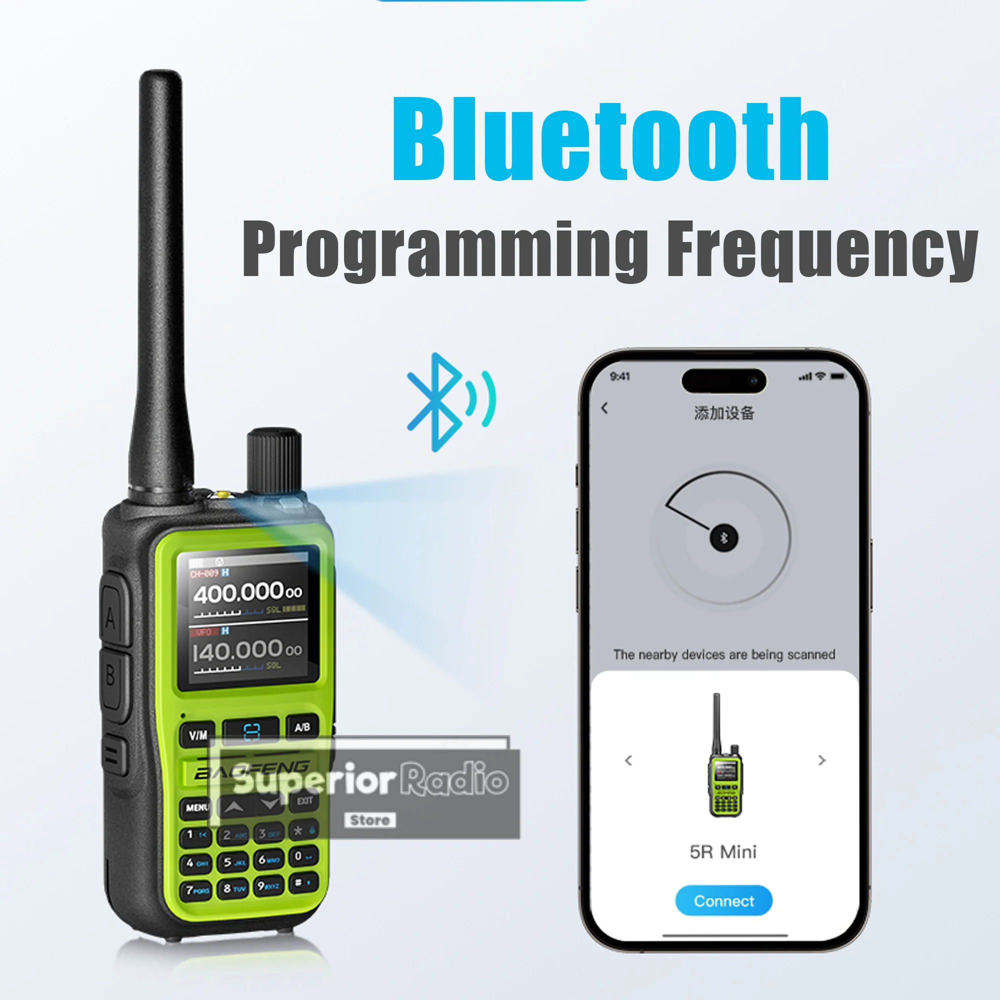 宝峰UV-5Rミニ無線機 Bluetooth APPプログラミング マルチバンド AM FM ワイヤレスコピー周波数 デュアルPTT Type-C 999チャンネル