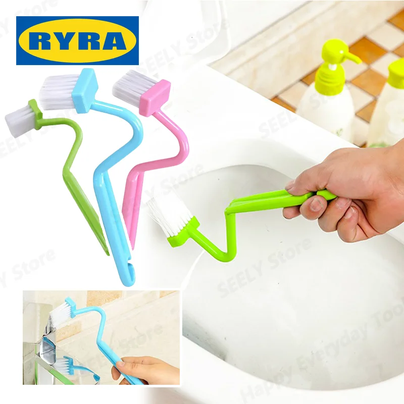 1PC Curved Brush Cleaning Toilet S-shaped V-shaped Small Children's Toilet Brush No Dead Angle Small Cleaning Brush Long Handle