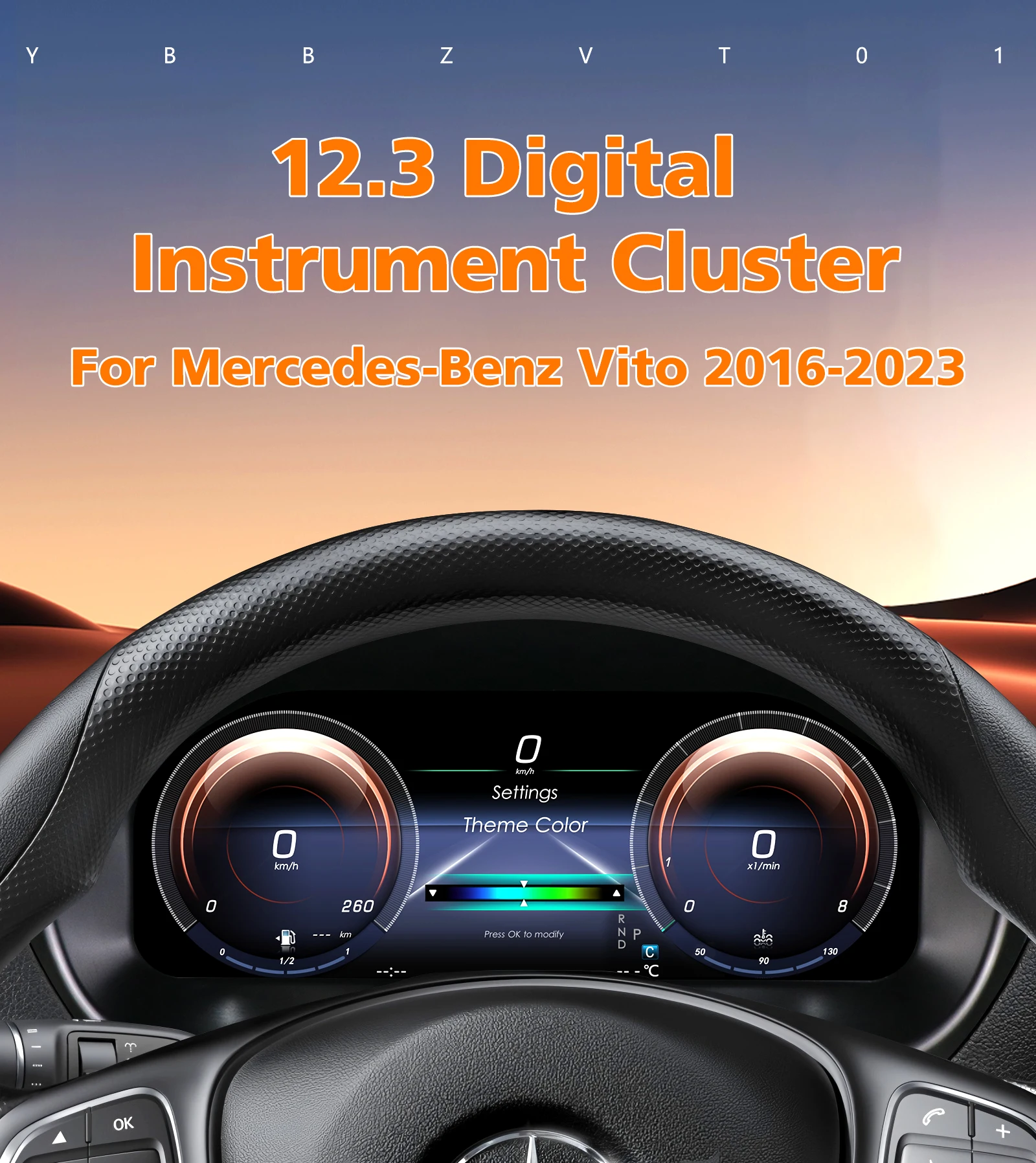 

12.3"Car Digital Instrument Cluster for Mercedes-Benz Vito 2016-2023 LCD Dashboard panel Virtual Cockpit Gauge Carplay Android