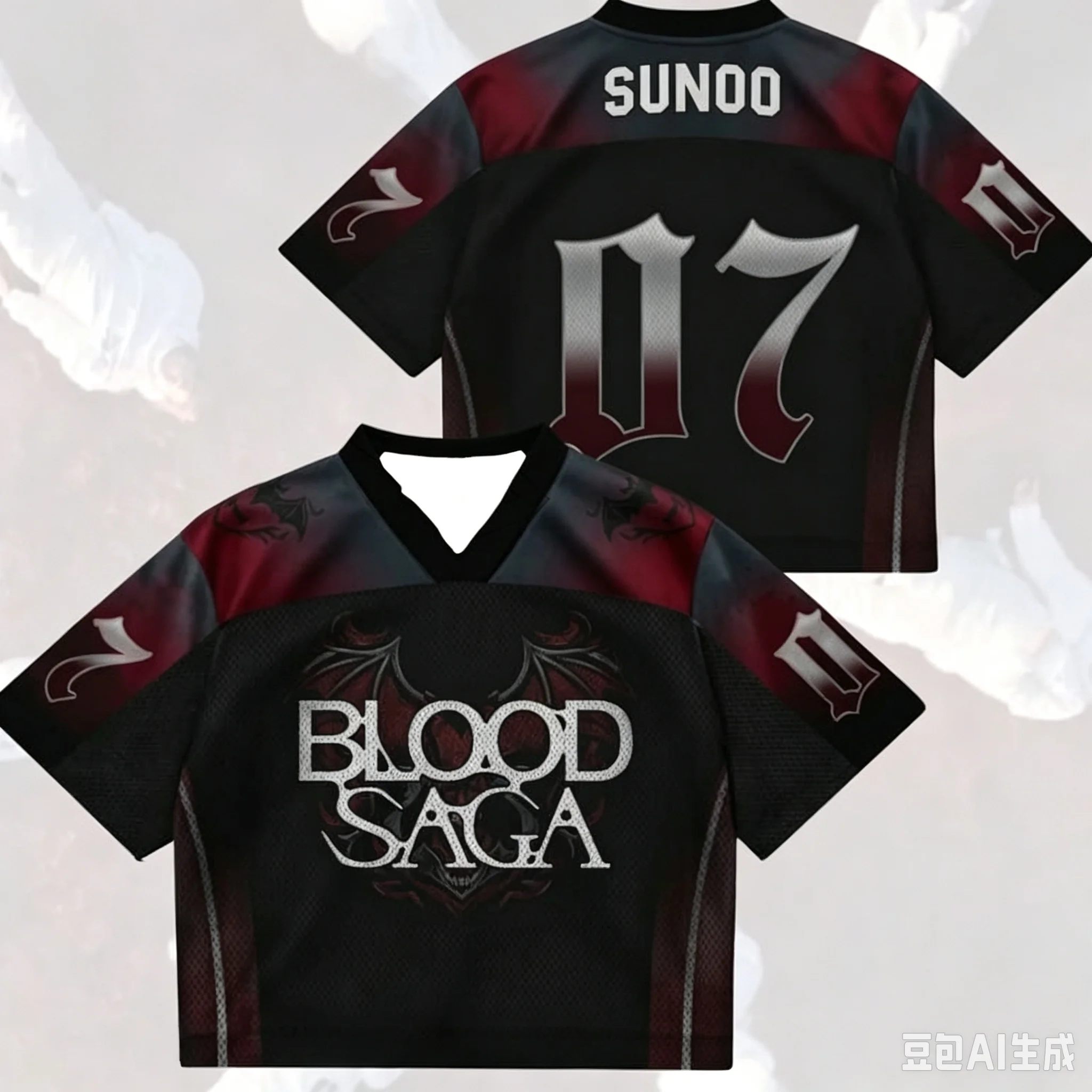 Blood Saga Fußballtrikot Kpop # 01 Fan-Kurzarmshirt mit Gothic-Grafik für Sport, Familie und Kinder, T-Shirts für Konzert-Fan-Outfits – Detail 5