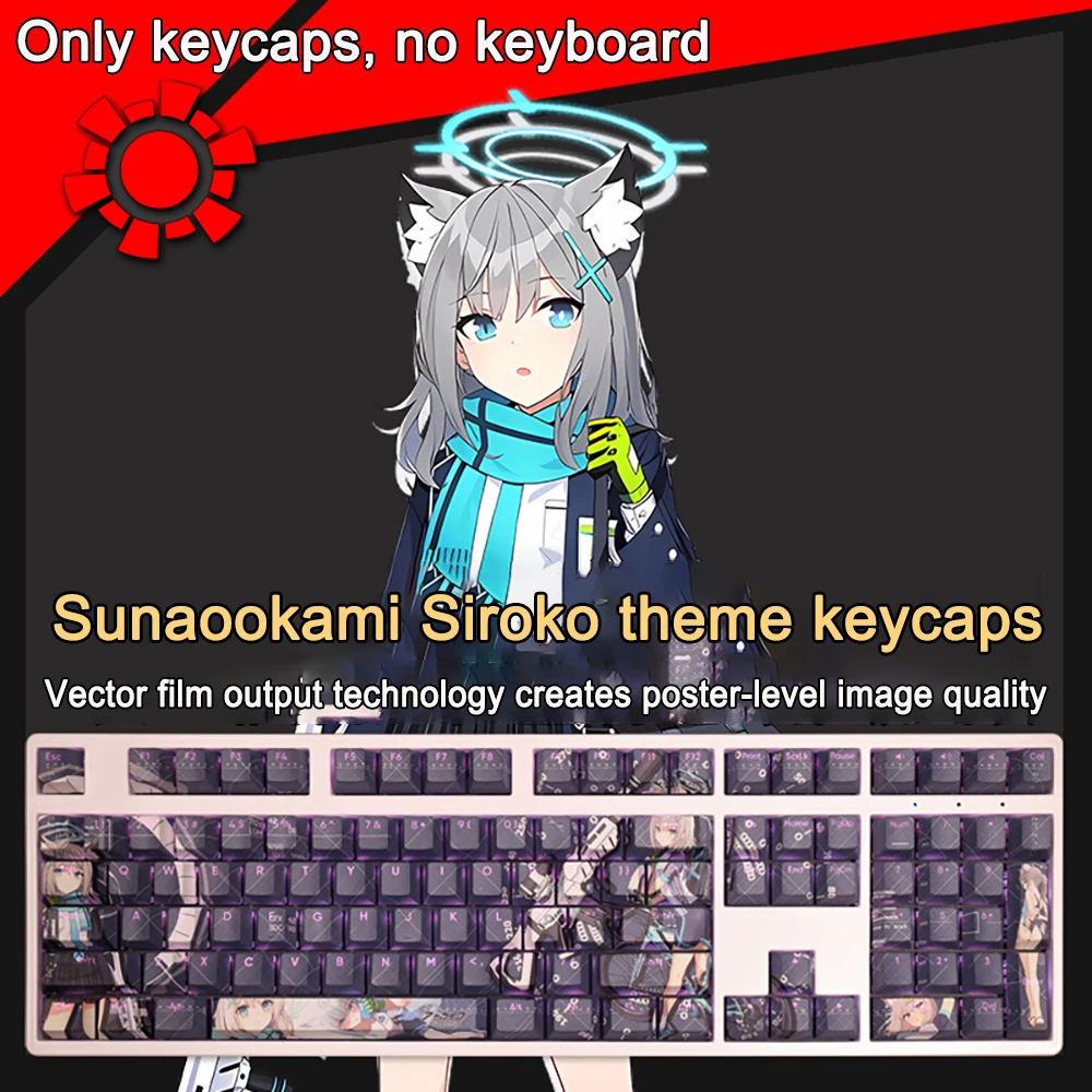 Amau Ako Keycaps, Blue Archive Keycaps, PBT Dye Subbed, Aucun rétro-4.2, Anime Keycaps, ANSI 61, 87, 108, 104 Layout, 108 prédire