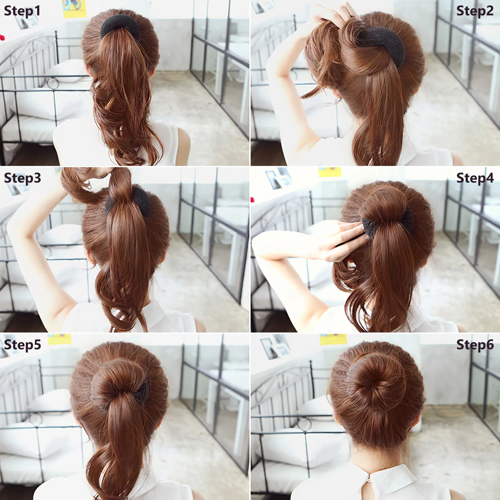 

3Pcs Nylon Hair Curler Set Hair Bun Maker for Women Girls Copper Buckle Roller Soft Strip DIY Styling Accessories