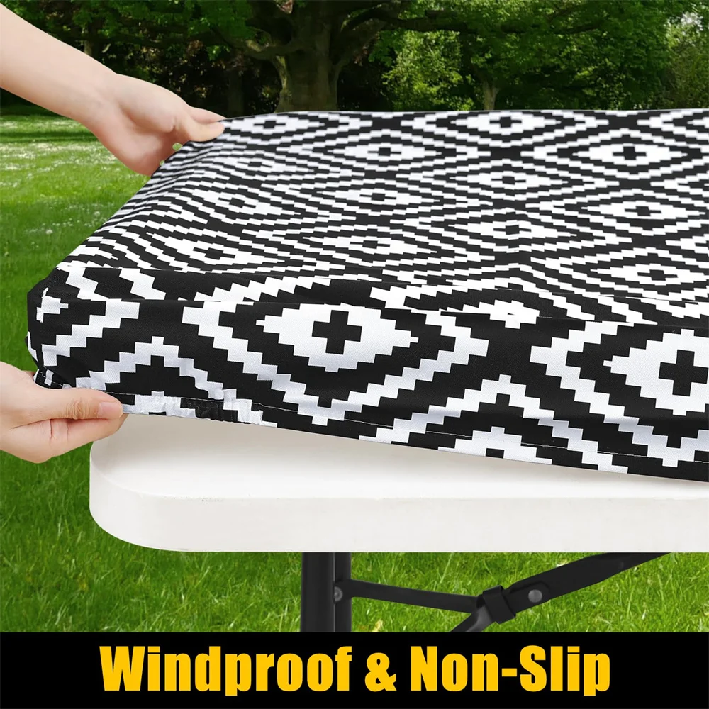 Olanly Rectangle Picnic Table Cloth Waterproof Outdoor Tablecloths Flannel Backed Vinyl Table Cover For Camping Dining Indoor