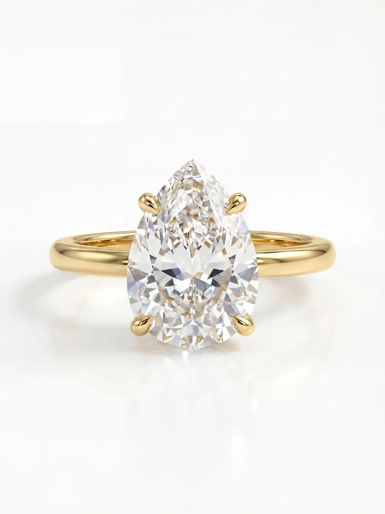 925 Sterling Silver 1-4 CT Simple Sparkling Pear Shape Zircon Ring For Women Engagement Wedding Luxury High Quality Fine Jewelry