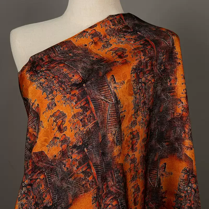 Pure artificial silk printed fabric is suitable for DIY sewing fabric by hand