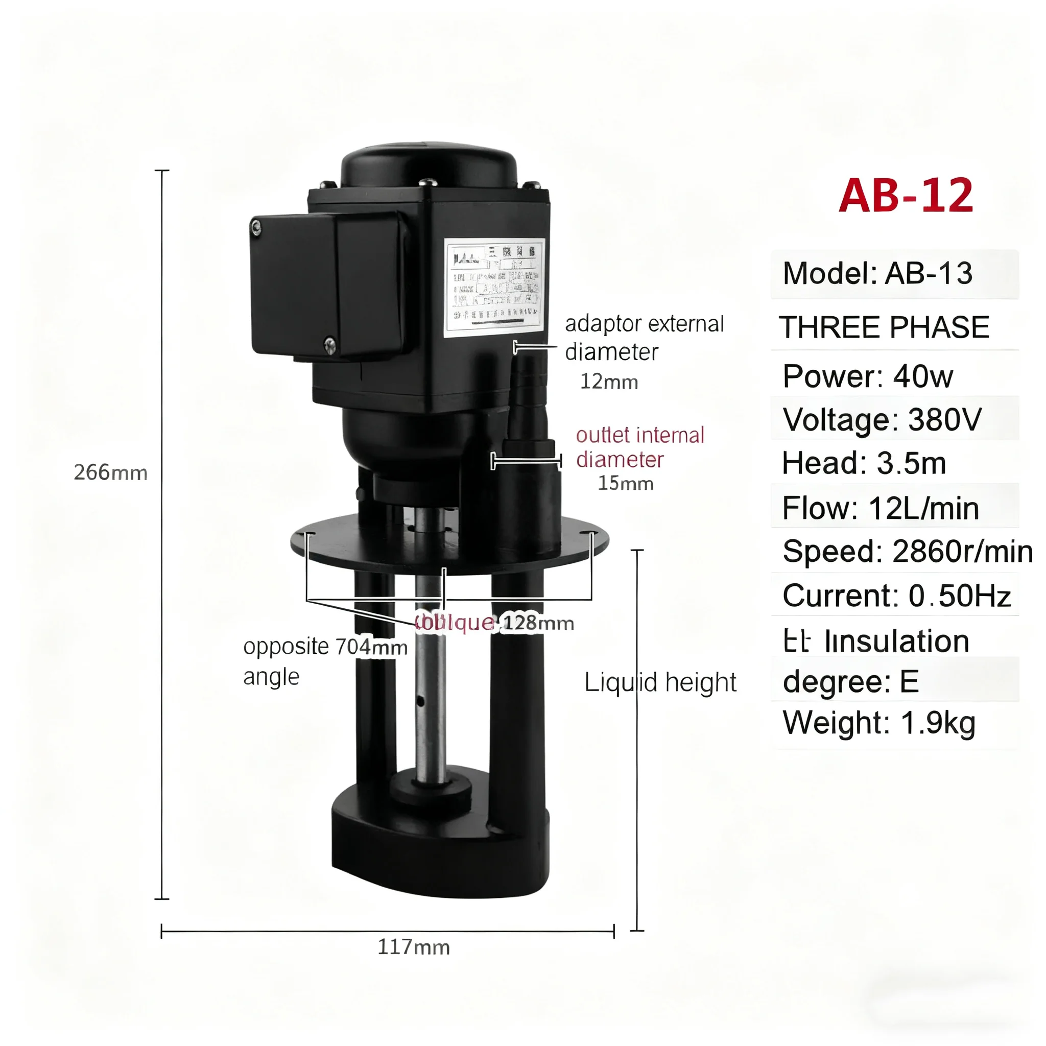 

best selling Three phase 40w AB-12 Machine cooling pump circulating oil pump