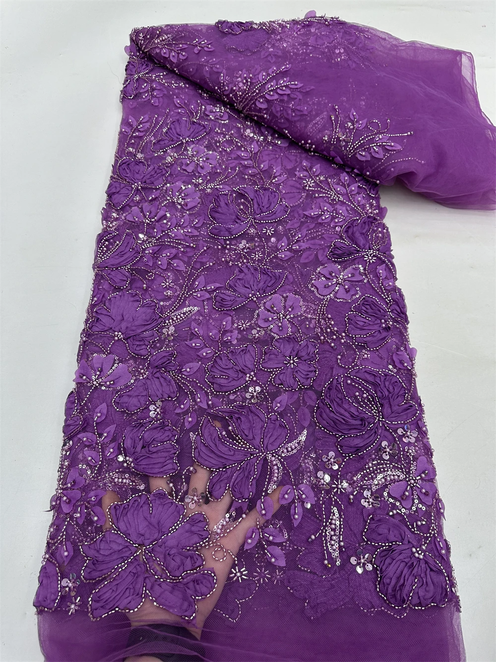 

Luxury African Nigerian Groom Sequins Beads Lace Fabric 2025 gold High Quality French Tulle Lace Fabric For Bridal Dress Party