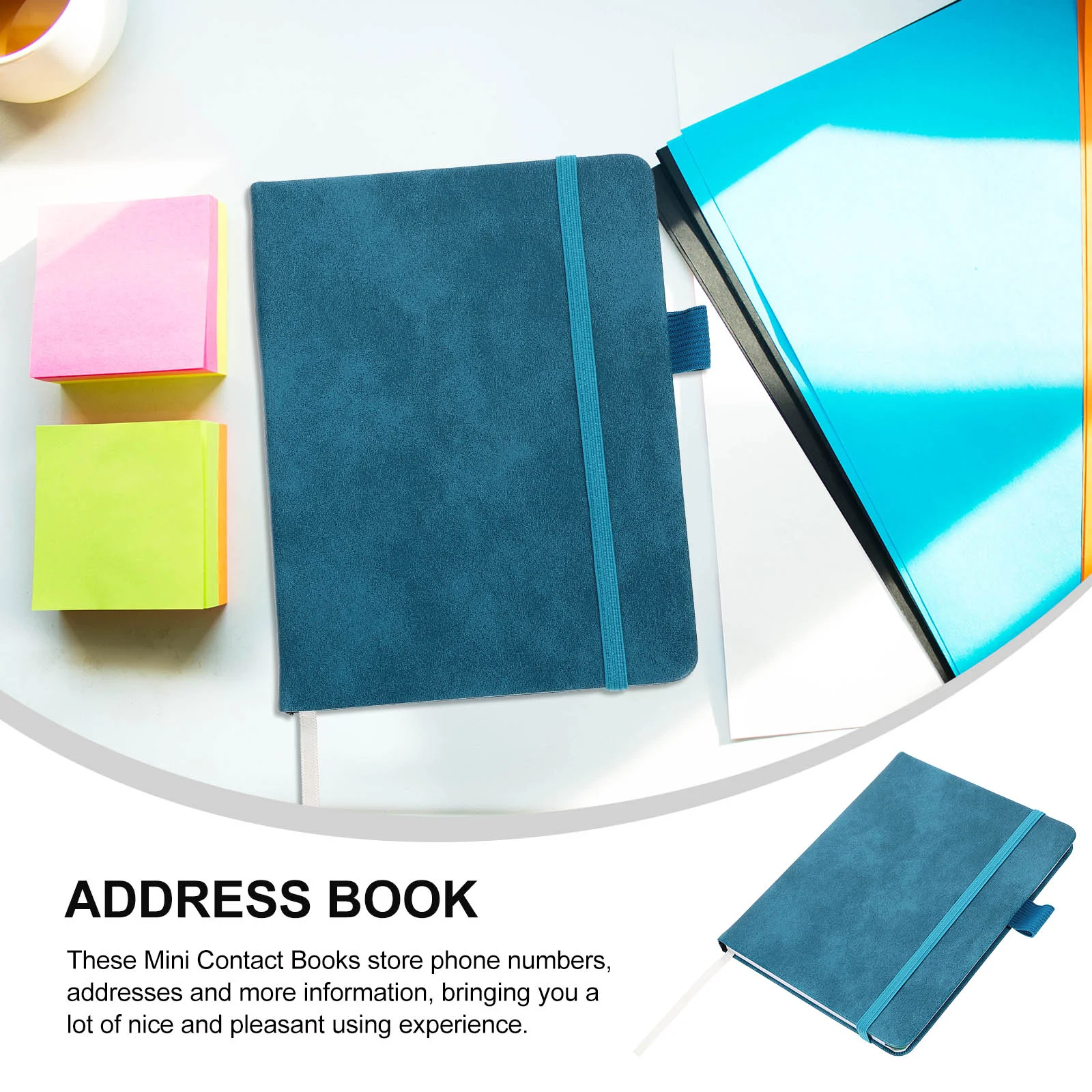 Password Book Address Phone Imitation Index Page with Pen Insert Strap (sky Blue ) Mini Paper for Numbers