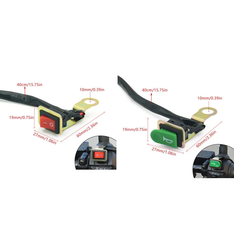 

Electric Bike Motorcycle Modification Horn Headlight Switch Rearview Mirror Installation Independent Button Universal Switch