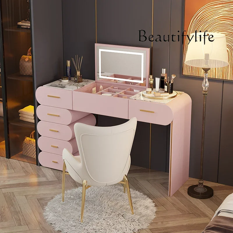 Light Luxury Stone Plate Simple Modern Bedroom Makeup Integrated Table Storage Storage Curio Cabinet