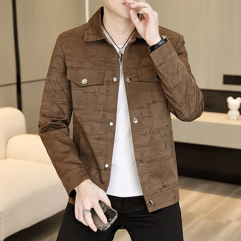 

Autumn Luxury Men's Jacket Rhinestones Fashion Casual Jacket Men Clothing Business Social Office Outwear Coats Windbreaker