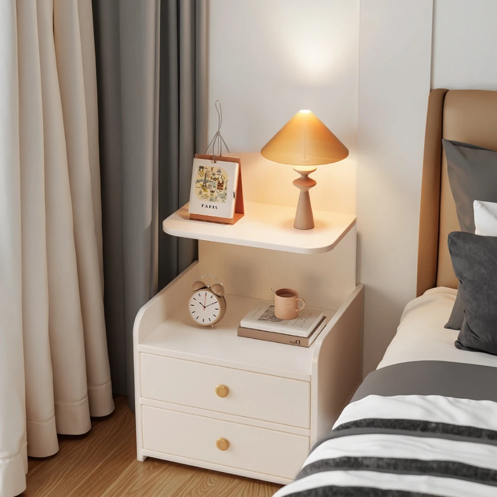 #Simple Stone Solid Wood Bedside Table for Home Use Small Minimalist Modern Nightstand with Storage