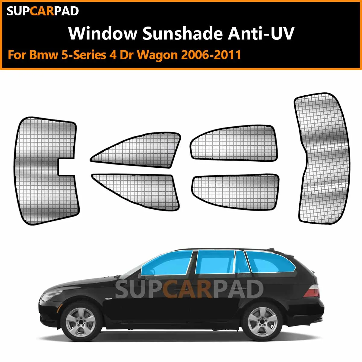 

Для BMW 5-й серии (4-дверный универсал) 2006-2011: Индивидуальные солнцезащитные шторки на окна автомобиля, защита от УФ-излучения, аксессуары
