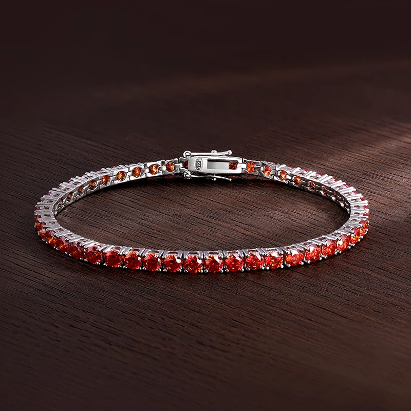 Red D Color VVS1 Moissanite Tennis Bracelet GRA Certified Pass Diamond Tester 18K White Gold Plated S925 Sterling Silver Couple Jewelry For Men Women Wedding Party Stackable Gift