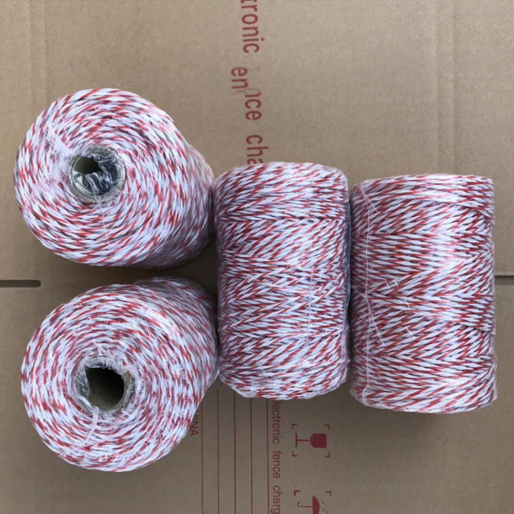 200m/500m Roll Electric Fence Rope Red White Polywire with Steel Poly Rope for Horse Animal Fencing Ultra Low Resistance Wire