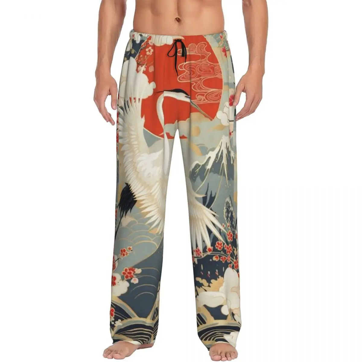 Custom Japanese Art Tattoo Japanese Woodblock Print Pajama Pants Men Sleepwear Sleep Lounge Bottoms with Pockets